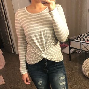 Striped Tie Front Top